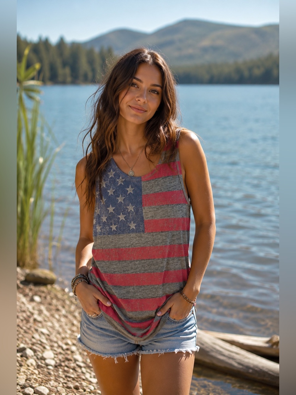 Mossimo Supply Co American Flag Tank Top